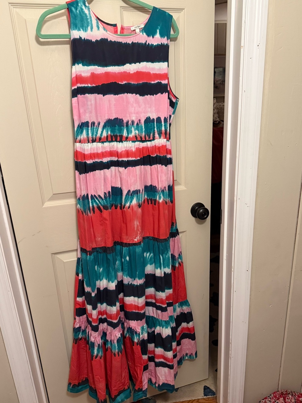 Tyler Boe Tie-Dye Maxi Dress in Teal & Pink